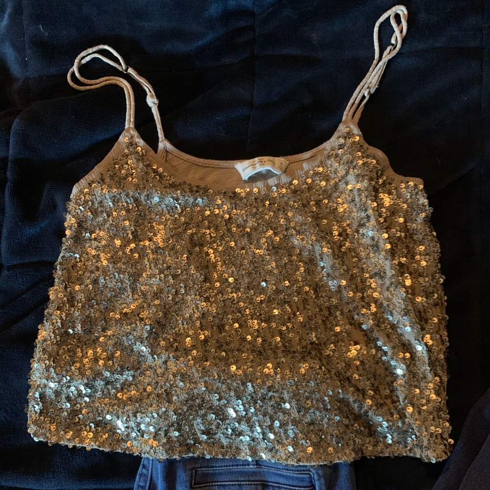 Gold Sequin Crop Top